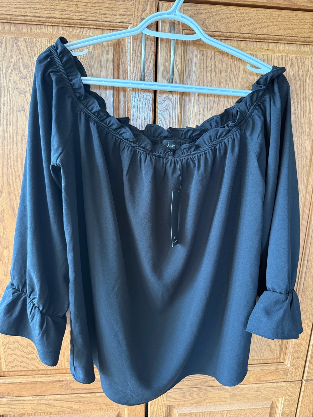 Lulu's Black Off-the-Shoulder Ruffle-Sleeve Blouse
